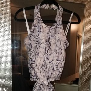 *Snake Print Wrap Halter Top*